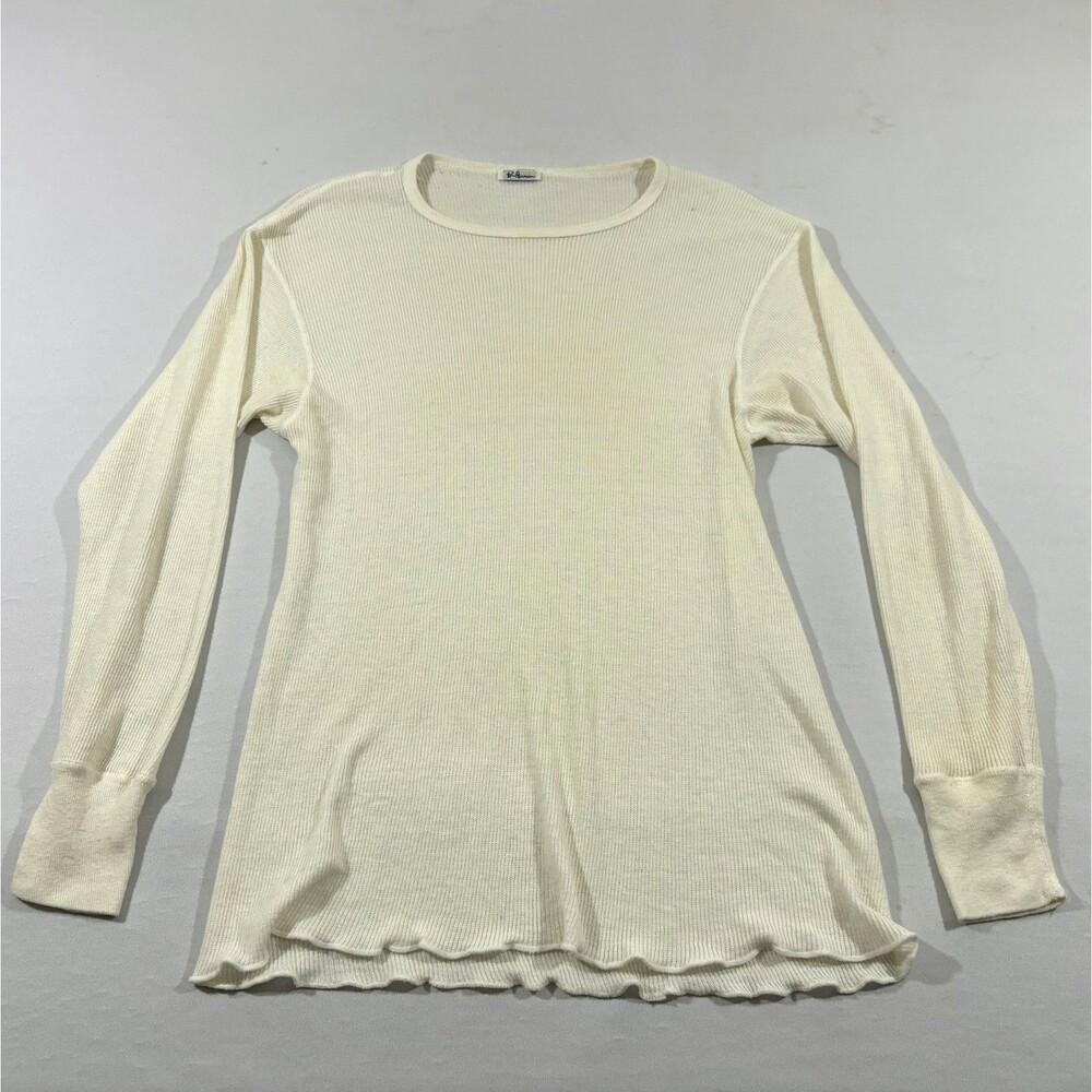 Ron Herman California Knit Ivory Long Sleeve Layer Cottagecore Boho Top Blouse S